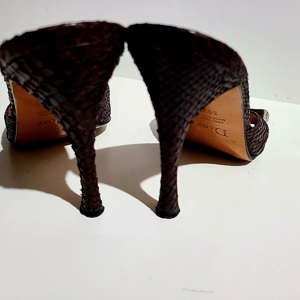 Dior Women's Deep Brown Textured Heels with Lock and Key - Picture 6 of 8